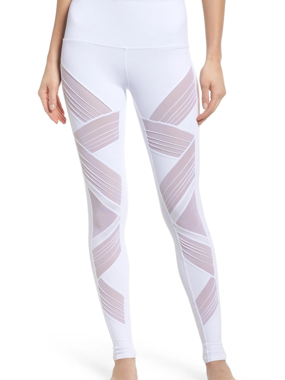 ALO Yoga White High-Waist Mesh-Panel Leggings